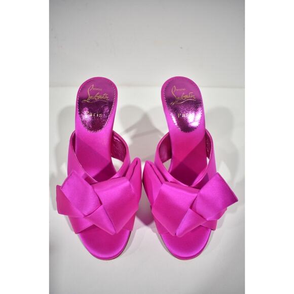 Christian Louboutin Matricia 100 Holly Pink Satin Backless Sandal Heel Pump 36 - Picture 7 of 12